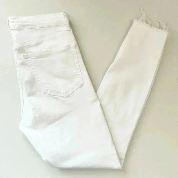Topshop Jamie High Rise Skinny Jeans White  Ankle Cropped Raw Hem Size 26 - Picture 13 of 14